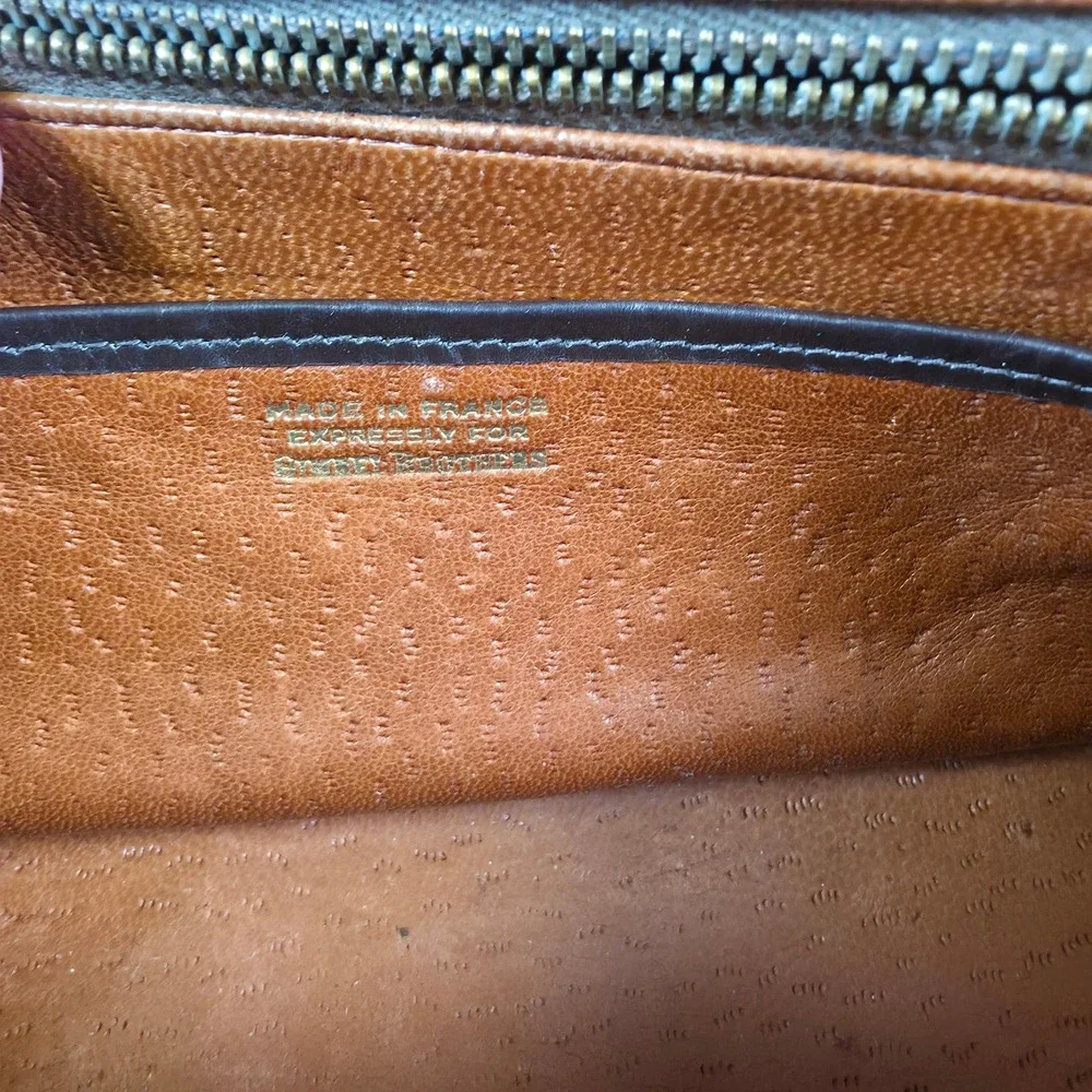 Gimbels Brothers Top Handle Bag Womens Small Brown Good Vintage French Leather